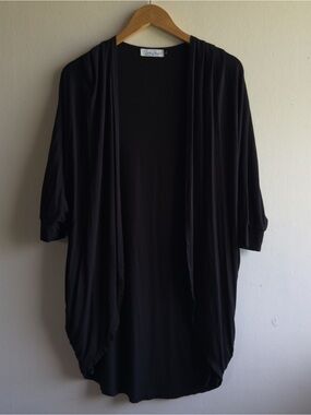 Ava Sky/ Fighting Eel Black Open-Front Cardigan